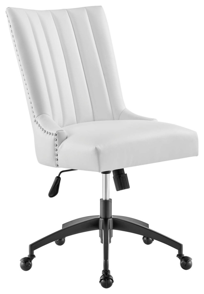 Empower Channel Tufted Vegan Leather Office Chair Black White -4577