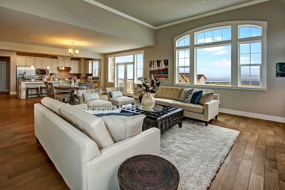 Transitional living room photo in Seattle