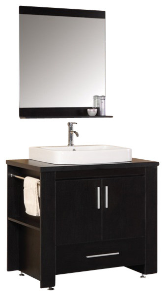 Design Element Washington Espresso Modern Single Vessel Sink Vanity Set, 36"