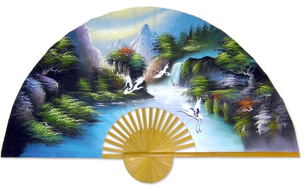 Fantasy Valley Chinese Wall Fan - Asian - Decorative Objects And Figurines  - by Oriental Decor | Houzz