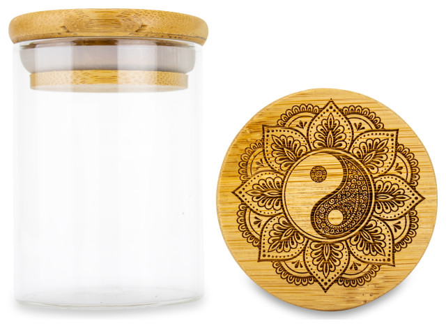 Ying and Yang Smell Proof Glass Storage Jars for Cookies, Sugar, Tea, Spices, 1o