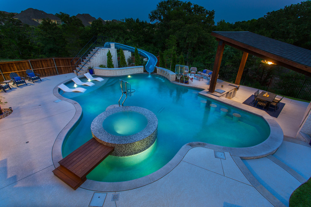 Transitional pool photo in Dallas