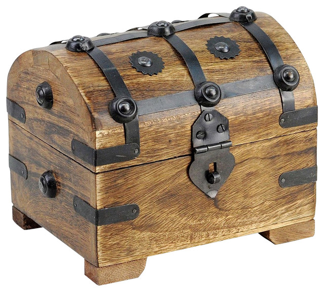 Traditional Storage Chest, Wood and Metal Construction, Perfect for Storage