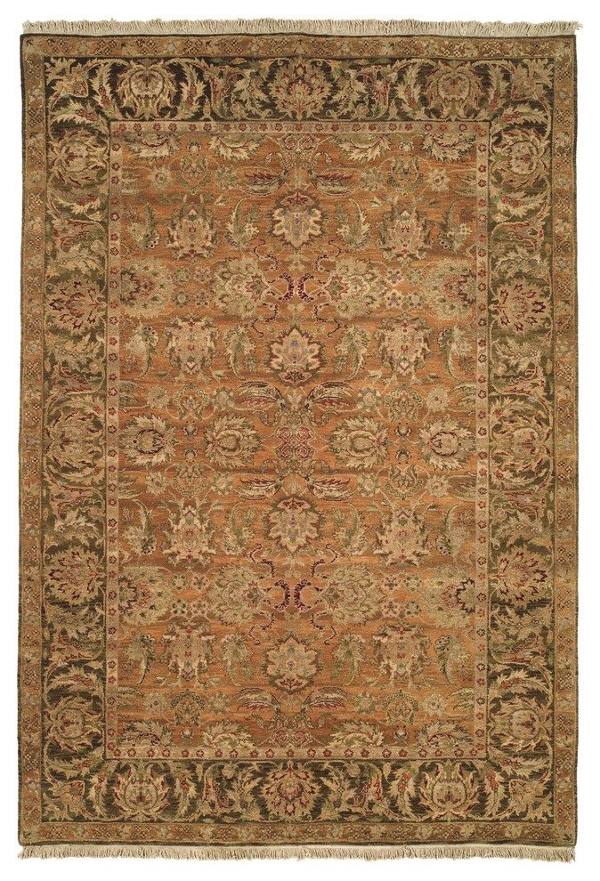 Old World Yellow/Green Area Rug OW115D - 6' x 6' Round