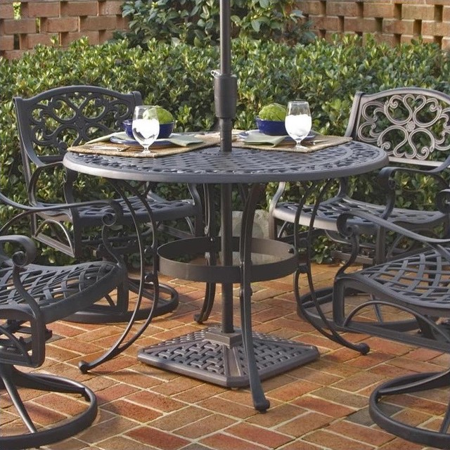 Home Styles Round Outdoor Dining Table in Black-48" Diameter