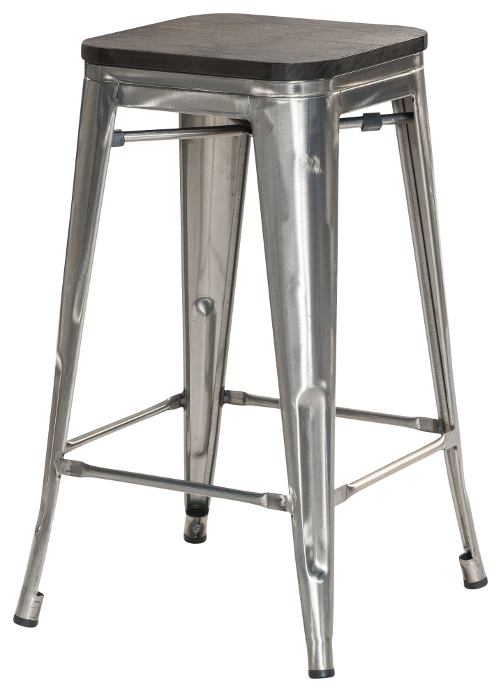 Grand Metal Counter Stools, Set of 4, Gunmetal Industrial Outdoor