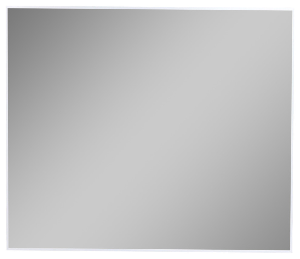 Eviva Sax Metal Frame Wall Mirror, Brushed Chrome, 36"