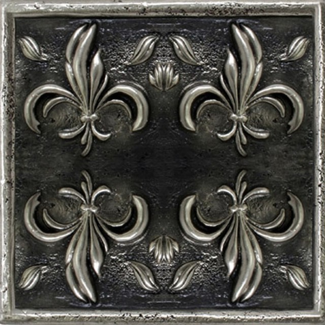 Fleur De Lis Tile 2 Set Of 12 Mediterranean Wall And Floor Fleur De Lis Tile 2 Set Of 12 Silver