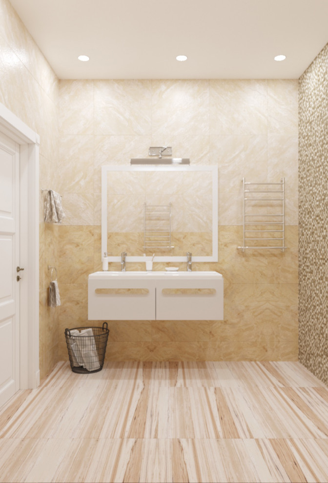 Загородный дом. Душевая в мансарде