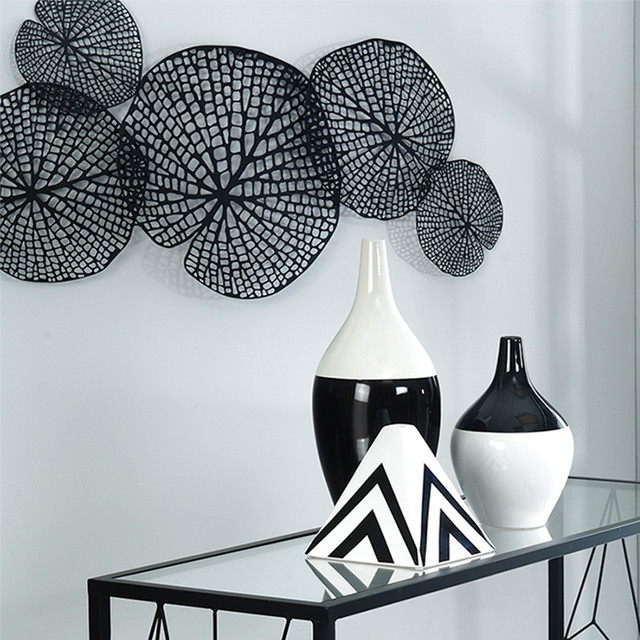 Sagebrook Home Black Metal Lotus Leaf Wall Decor Sculpture