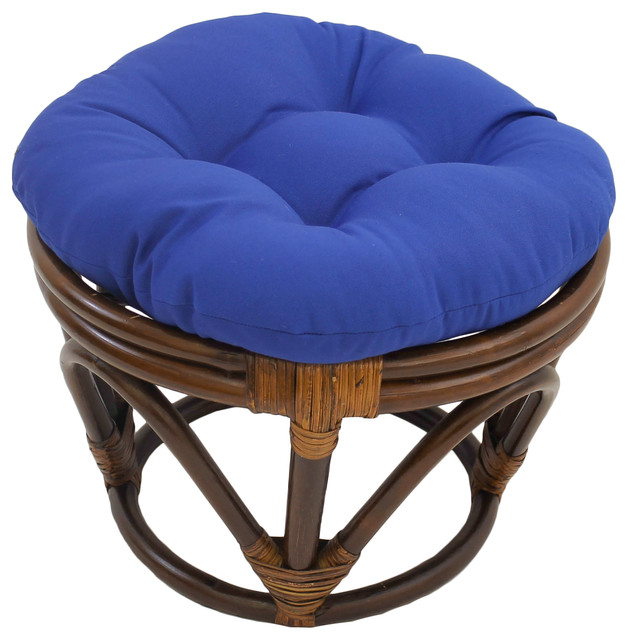 18" Round Solid Twill Tufted Footstool Cushion - Contemporary - Seat