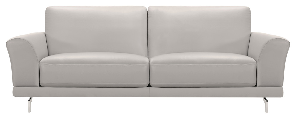 Everly Contemporary Genuine Leather Sofa, Dove Gray