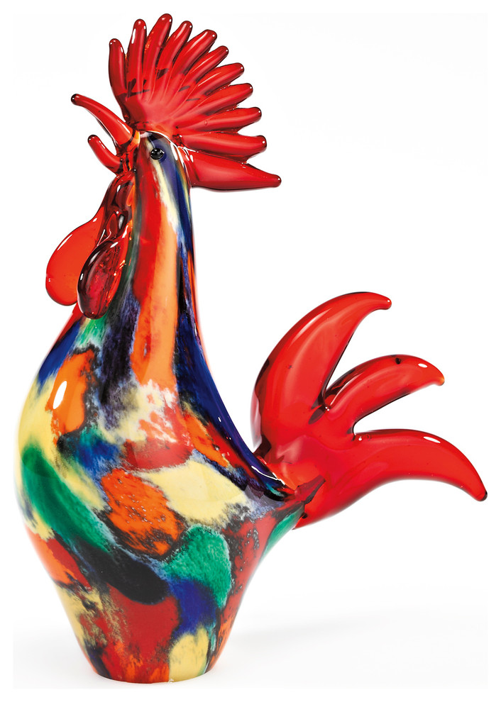 Art Glass Rooster 11" Farmhouse Decorative Objects And Figurines