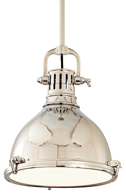 Pendant 1-Light With Polished Nickel Tone Finish, A19 Bulb Type, 17", 150W