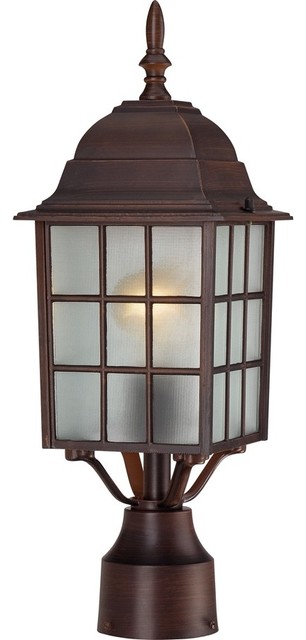 Nuvo Adams 1-Light 17" Outdoor Post With Frosted Glass, Rustic Bronze, 60-4908,