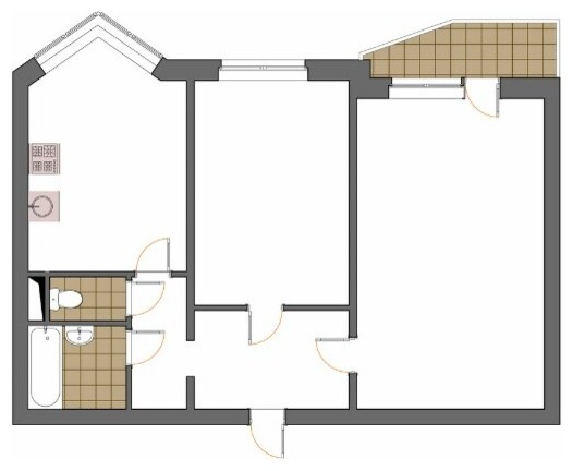 Дизайн проект двухкомнатной квартиры П-44Т