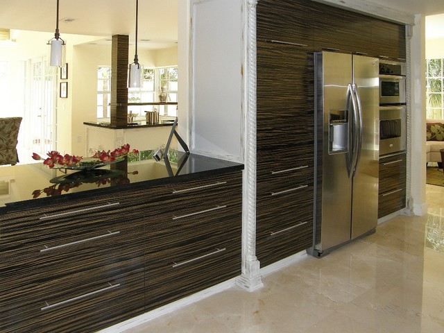 Custom Zebrawood Kitchen Cabinets Modern Kitchen Miami By