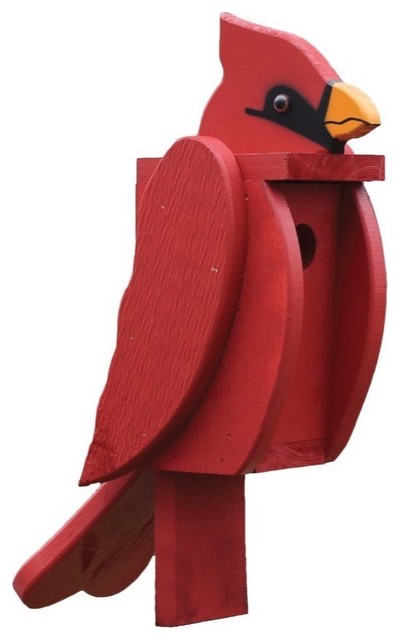 Decorative Bird Shaped Wooden Birdhouse - Cardinal - Amish Handcrafted
