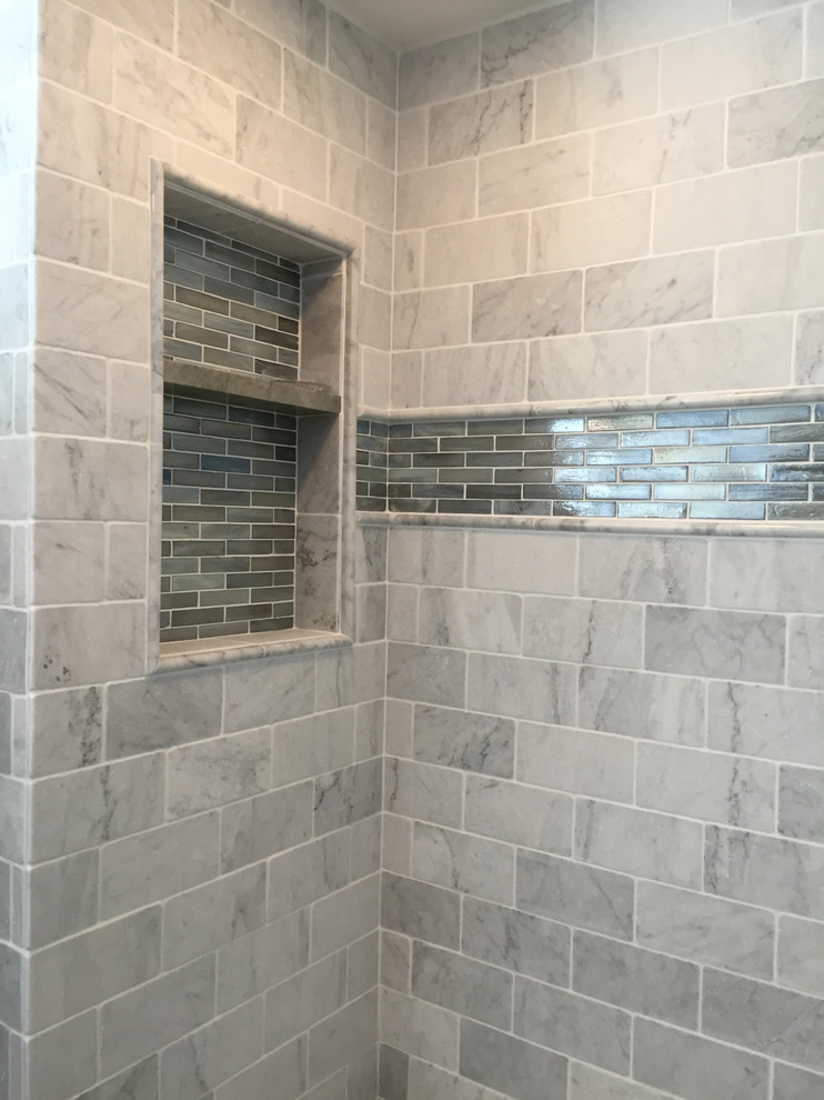 This is an example of a mid-sized transitional master bathroom in Denver.