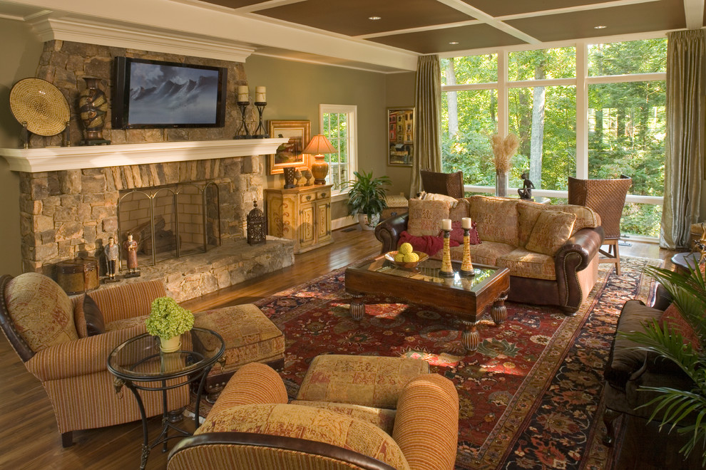 Design ideas for a traditional family room in DC Metro.