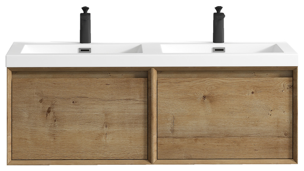 Aurora 48'' Double Sink Wall Mounted Modern Bathroom Vanity Contemporary Bathroom Vanities