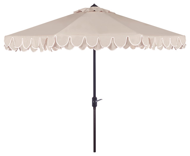 Safavieh UV Resistant Elegant Valance 9' Umbrella Contemporary