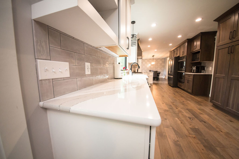 Example of a transitional kitchen design in Omaha