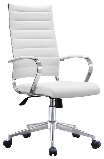 Executive Ergonomic High Back Cushion Seat Office Chair Ribbed Pu Executive Ergonomic High Back Cushion Seat Office Chair Ribbed Pu Leather White