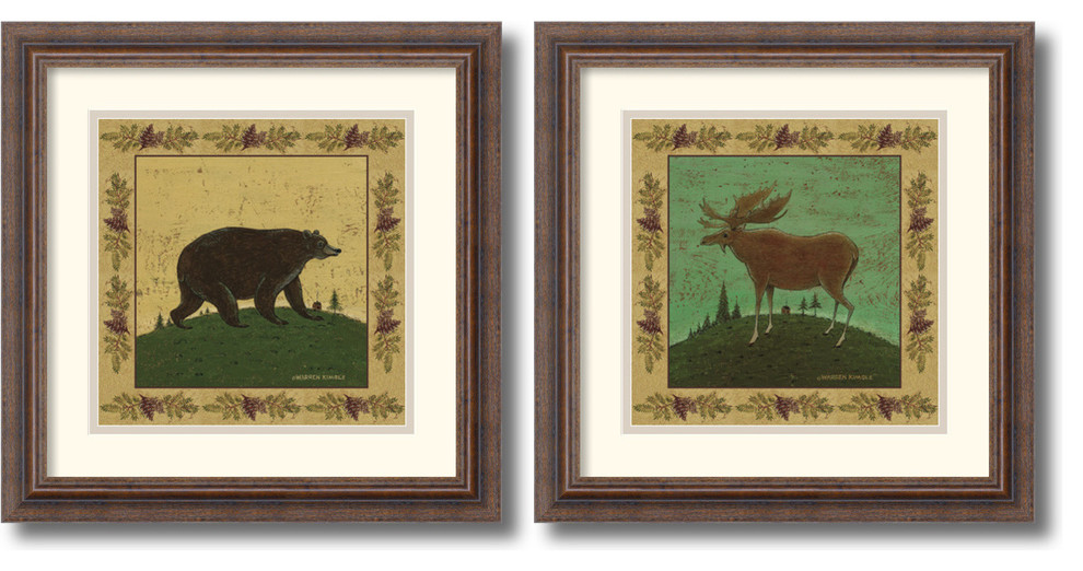 Folk Bear and Moose, Set by Warren Kimble