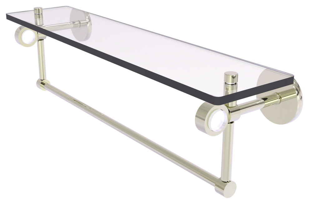 Clearview 22" Glass Shelf and Towel Bar, Polished Nickel