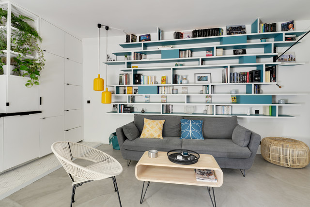 Appartement avec terrasse skandinavisk-vardagsrum