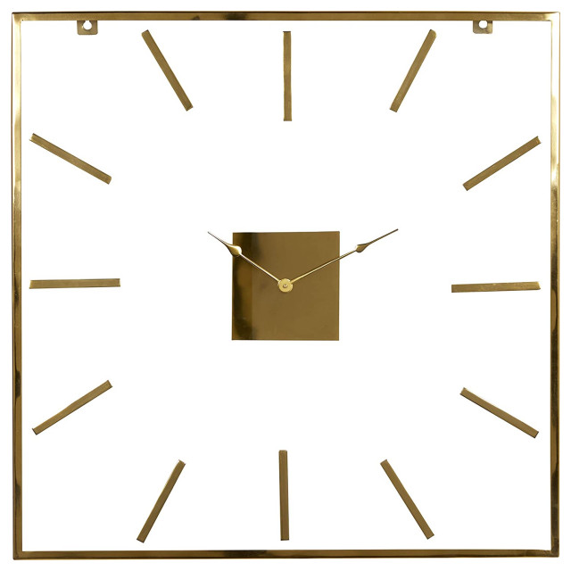 Modern Wall Clock Extra Large Square Design With Elegant Metallic Gold Finish Traditional Outdoor Clocks By Decor Love Houzz - Extra Large Decorative Wall Clocks Australia