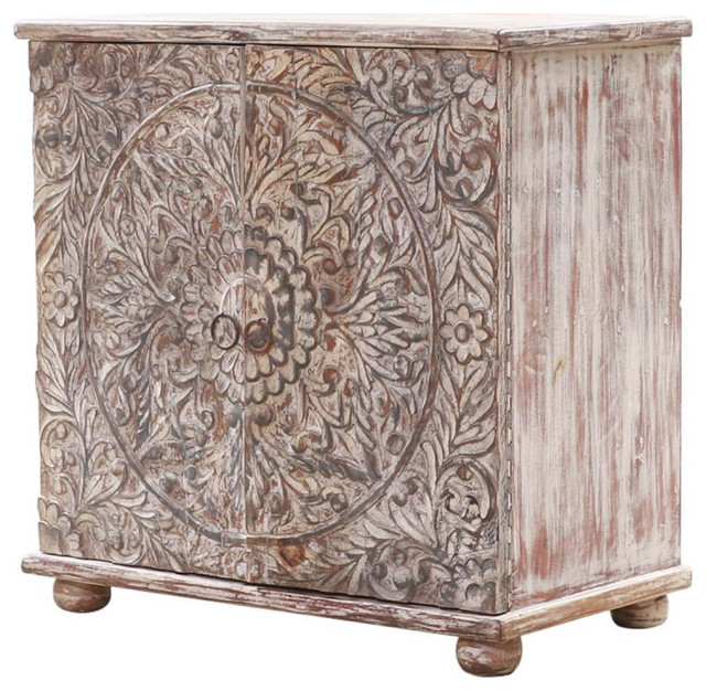 Mandala Handcarved Solid Wood Storage French Country