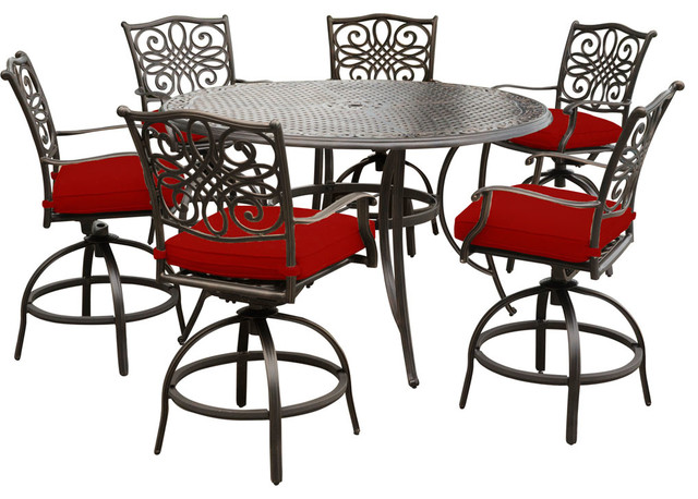 high top outdoor table and swivel chairs