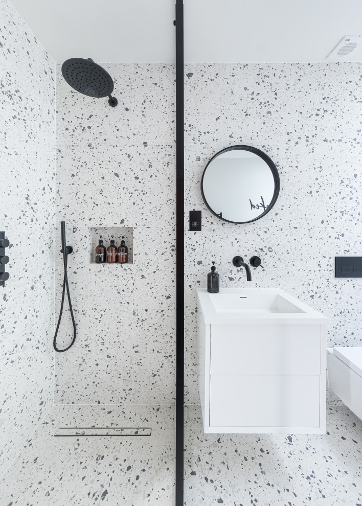 Design ideas for a contemporary bathroom in London.