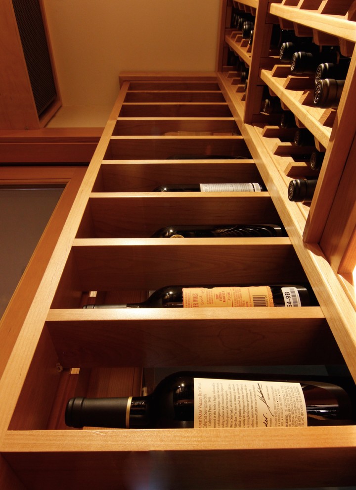 Design ideas for a transitional wine cellar in Seattle.