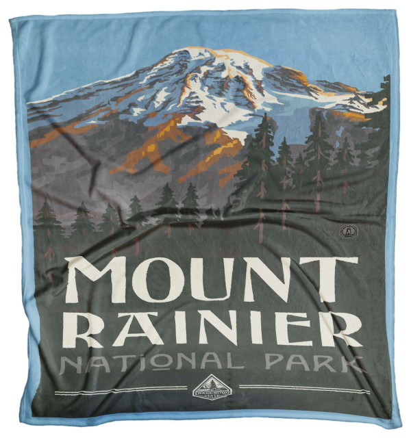 Mount Rainier National Fleece Blanket by Artist Paul A. Lanquist, 50