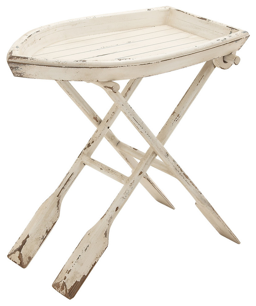 Coastal White Wood Accent Table 20439 Beach Style Side Tables And