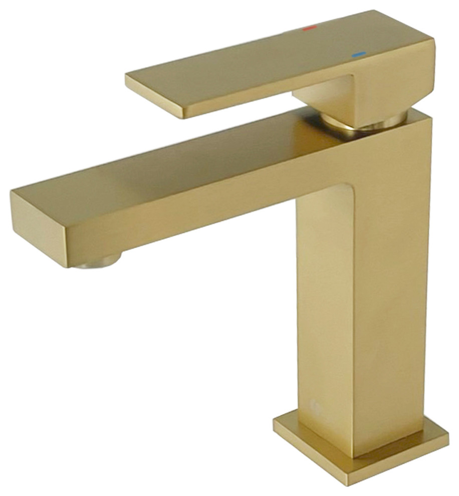 STYLISH Bathroom Faucet Single Handle Brushed Gold Finish, B-112G AVA