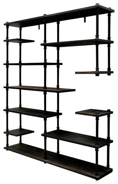 Nashville Industrial Mid-Century Etagere Bookcase - Industrial - Bookcases  - by Pot Racks Plus | Houzz