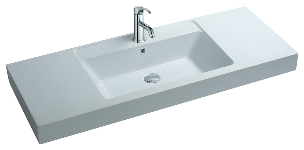 ADM White Solid Surface Stone Resin Wall Hung Sink, Glossy