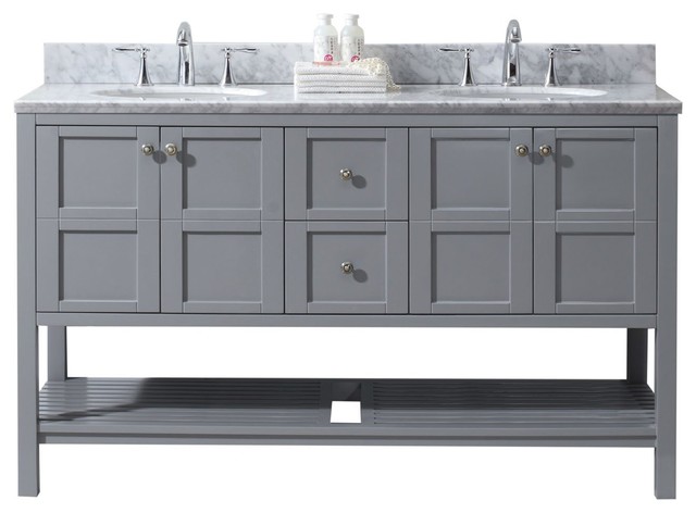Winterfell 60 Double Bathroom Vanity Gray No Mirror Faucet Winterfell 60 Double Bathroom Vanity Gray No Mirror Faucet