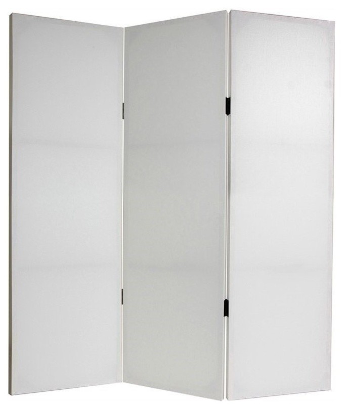 Modern 48 in. Tall White Canvas Privacy Screen - 3 Panels