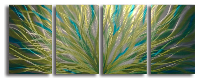 Bright Decor Tropical Leaf Print Green Chartreuse Decor Modern Abstract Print
