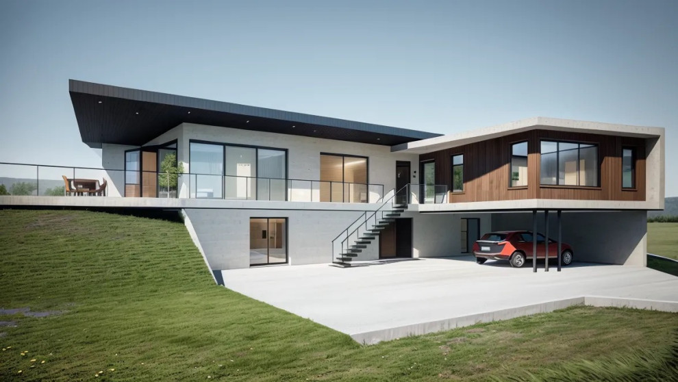 Maison béton dans l'Ouest Lyonnais