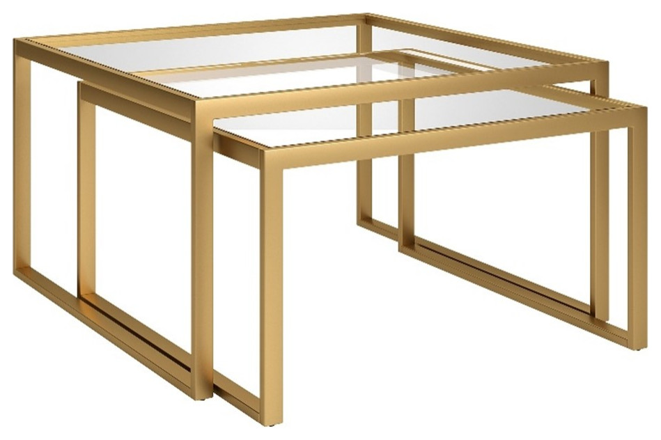 Henn&Hart 30" Brass Metal/Glass Coffee Table Coffee Tables by Homesquare Houzz