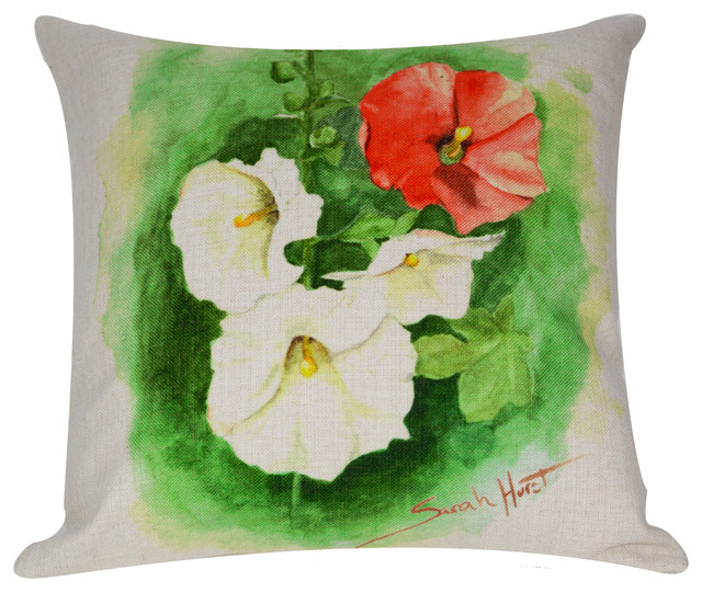 Hollyhock Throw Pillow Cover Only