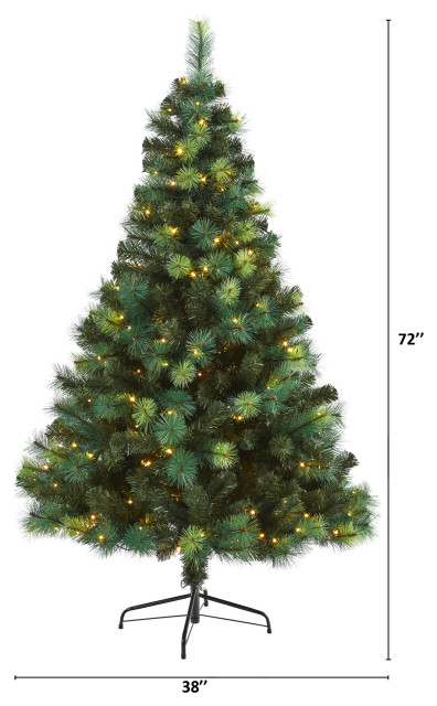 6' Assorted Green Scotch Pine Artificial Christmas Tree with 250 LED ...