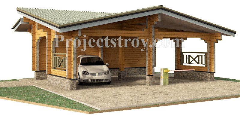 Навес для автомобилей из бруса 8 х 6 м