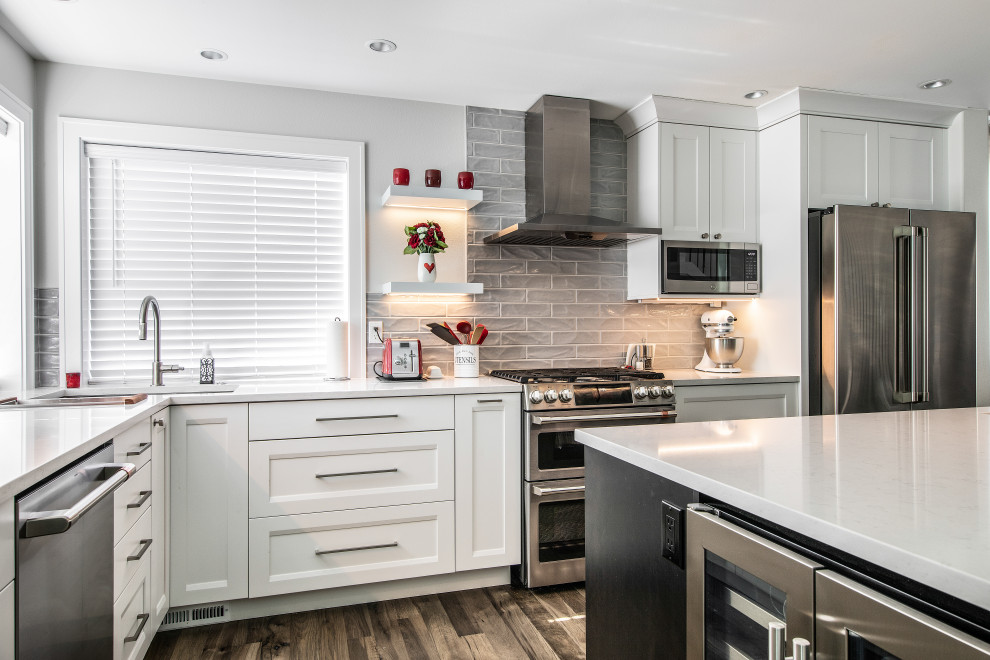 Example of a transitional kitchen design in Seattle